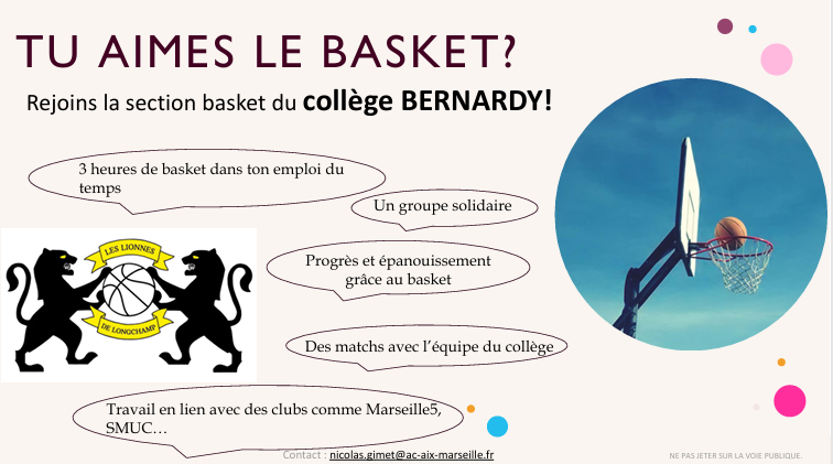 Section Féminine BASKET-BALL Collège J. BERNARDY LONGCHAMP